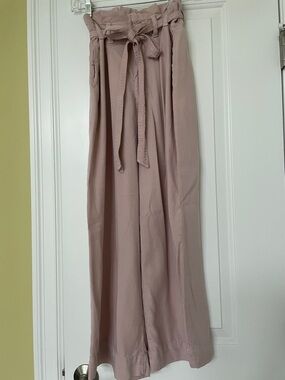 Anthropologie Blush Paperbag-Waist Wide Leg Pants